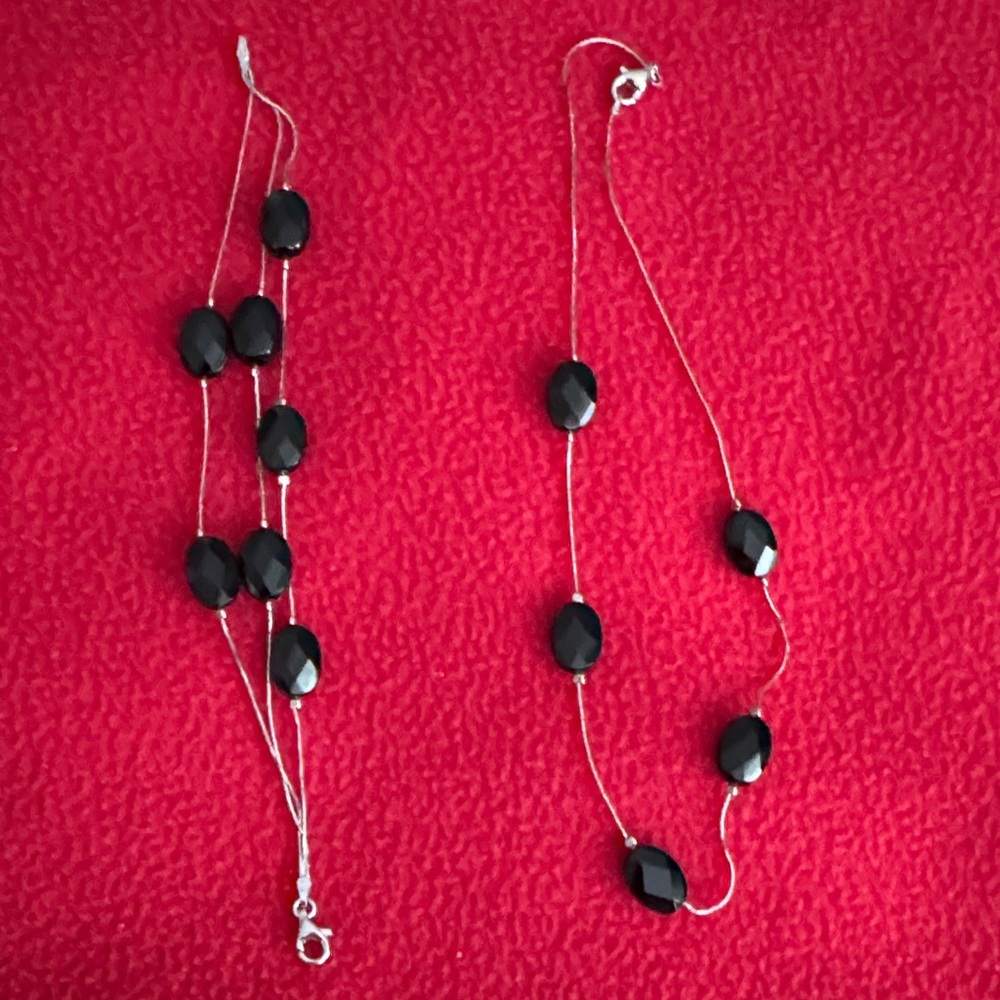 Black Beaded Multi-Strand Necklace - Women Jewelry